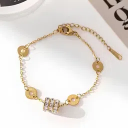 KARISHMA KREATIONS Gold-Plated Stainless Steel CubicZirconia Studded Anti-Tarnish Bracelet image 4