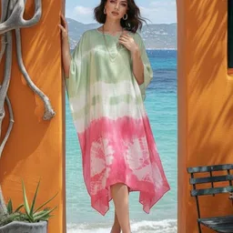 Chandbaali Tie and Dye Dyed Kimono Sleeve Kaftan Dress-image-4