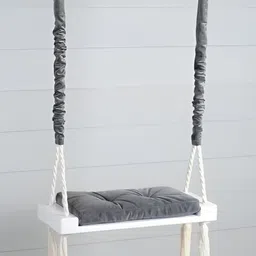 JAIRI TRADERS White & Grey Wooden Swings With Cushion-image-9