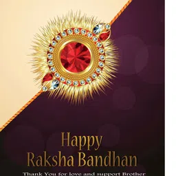 MEIRA JEWELLERY Set Of 2 Designer Rakhis With Greeting Card & Roli Chawal image 2