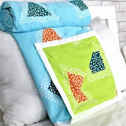 Divine Casa Olive Green & Blue Geometric AC Room 120 GSM Single Bed Dohar image 2