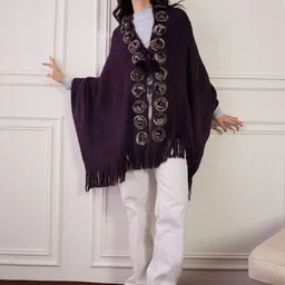 InWeave Women Poncho with Fuzzy Detail-picture-40