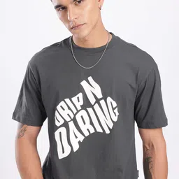 glitchez Relaxed Fit Typography Printed Pure Cotton T-shirt-image-74