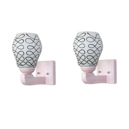 1ST TIME Set Of 2 Black & White Glass Traditional Wall Lamp-picture-13