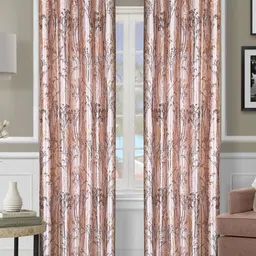 Myntra Elegant Homes Beige & White 2 Pieces Floral Room Darkening Door Curtain-image-35