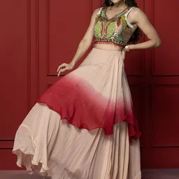 GloballyRonakRBafna Embroidered Beads And Stones Ready to Wear Organza Lehenga Choli-picture-38