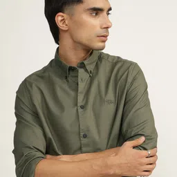 Andamen Men Premium Button-Down Collar Solid Cotton Casual Shirt image 2