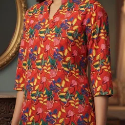 THE FAB FACTORY Floral Print Mandarin Collar Cotton Top image 4