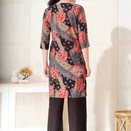 NIGHT FLOSS Women Abstract Printed Kurta with Trousers image 2