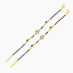 SWASHAA Kids Set of 2 Stainless Steel 18KT Gold-Plated Beaded Wraparound Bracelets-picture-33