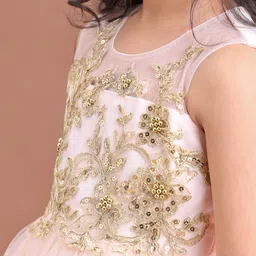 Mark & Mia Sleeveless Mid Length Party Frock Sequin Embellished - Light Peach image 4