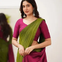 Saree star Colourblocked Taant Sarees With Blouse image 4