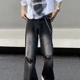 StyleCast Men Regular Fit Mid-Rise Slash Knee Light Fade Jeans image 3