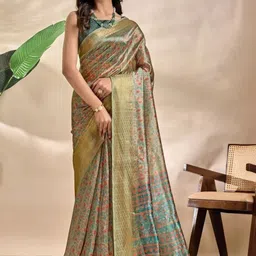 Aman's Impero Ethnic Motifs Silk Blend Mysore Silk Saree-picture-19