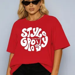 GAB Women Printed Drop-Shoulder Sleeves T-shirt-image-35