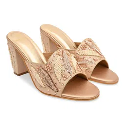 Rocia Women Embellished Block Heel Sandals With Ethnic - Embellished image 3