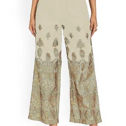 SRISARAS Women Floral Printed Regular Fit Mid-Rise Parallel Trousers-image-83