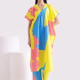 House of Kaftan Women Printed Poplin Kaftan style Suit Set-picture-9