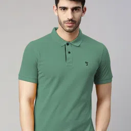 Joven Men Solid Polo Collar Cotton T-shirt-image-35