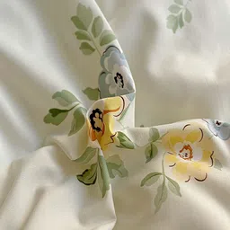 JC HOME Khaki & White Floral Printed AC Room Double King Bedding Set image 3