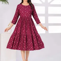 HEARTLOOM Women Geometric Printed Handloom Anarkali Kurta-picture-18