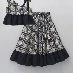 GORLYA Girls Printed Beads and Stones Ready to Wear Lehenga &-picture-18
