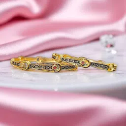 AccessHer Set Of 2 Gold-Plated Stone-Studded Bangles image 4