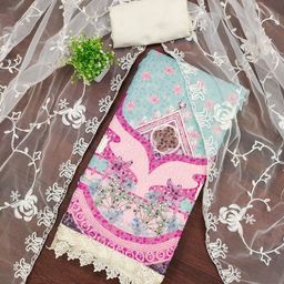 Rangtulika Ethnics Floral Printed Thread Work Georgette Unstitched Dress Material-picture-4