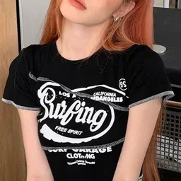 DressBerry Typography Printed Crop Top-image-1