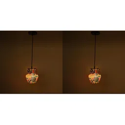 1ST TIME White & Blue Textured Self Assembly Bell Ceiling Lamp-picture-34