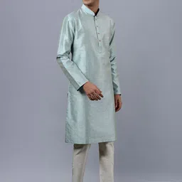 azania Self Design Mandarin Collar Straight Kurta with Pyjamas image 3