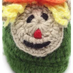 MayRa Knits Pack Of 2 Pair Of Cartoon Design Booties - Green & Off White image 5