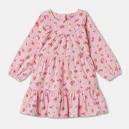 R&B Floral Print Puff Sleeve A-Line Dress image 1