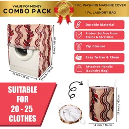 E-Retailer 2-Pcs Beige & Red Printed Front Load Washing Machine Cover image 2