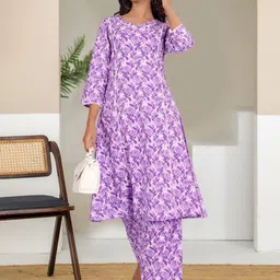 AADVIKA Women Floral Printed A-Line Kurta with Trousers-image-15