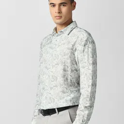 V Dot Men Slim Fit Floral Printed Spread Collar Formal Shirt image 3