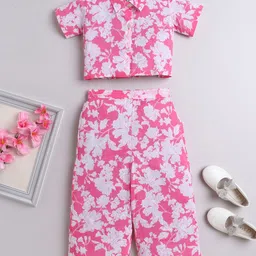 The Magic Wand Girls Floral Printed Shirt Collar Pure Cotton Top With Palazzos-picture-41