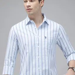 U.S. Polo Assn. Tailored Fit Seersucker Striped Pure Cotton Casual Shirt-image-88