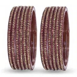 Shasmi Set Of 12 Gold-Plated & Brown Glass Zircon Bangle image 2