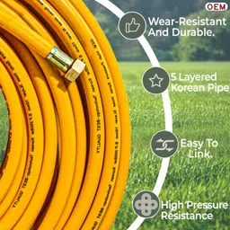 oem 5 Layered Korean Pressure Braided Hose Pipe 10mm For Gases, Pesticides, Washing car Bike Air Pressure, Paint Spray, All type of cleaning and water Delivery Hose Pipe image 3