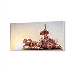 nestroots White Canvas Framed Krishna and Arjuna's Divine Journey Wall Painting(18X36 Inch) image 3