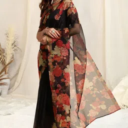 mirchi fashion Printed, Floral Print Kota Doria Polyester Saree image 3