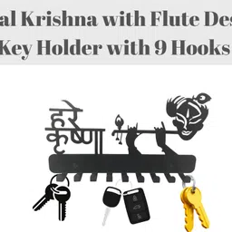 Meet Decor Premium Metal Key Holder, Krishna Playing Flute design Carbon Steel Key Holder-picture-17