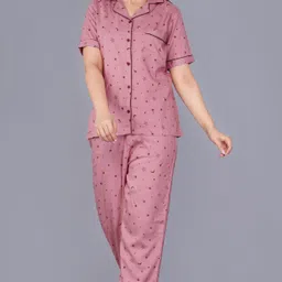 dreambe Women Top & Pyjama Set Maroon Printed-picture-14