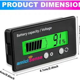 amicisense 8~70V Lead Acid Capacity Indicator Voltmeter Monitor Display Digital Battery Tester image 2