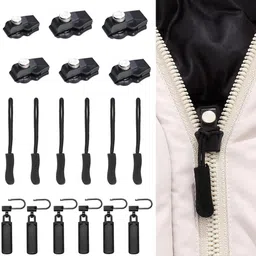 wagela Zipper Repair Kit Instant Zipper Sliders with Nylon Pull Tabs Cords 3 Size Metal Zipper Pull-picture-22