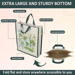 double r bags Eco-Friendly, Reusable & Multi-Purpose Cotton Canvas Bag With Reinforced Handles Pack of 3 Grocery Bags image 4