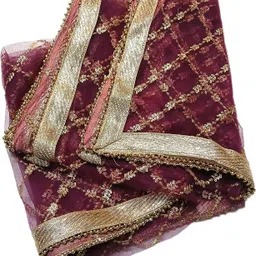 kamya fashion Net Embroidered Purple Women Dupatta-picture-15