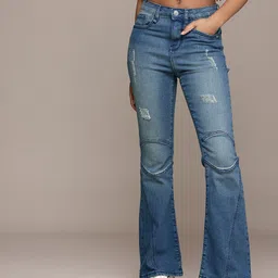 The Roadster Life Co. Women Skinny Flared Mildly Distressed Heavy Fade Stretchable Jeans-image-10