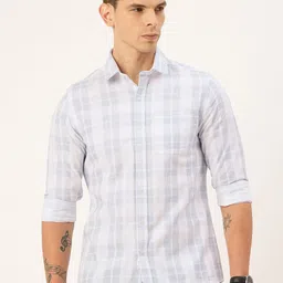 Integriti Slim Fit Self Checked Pure Cotton Casual Shirt-picture-38